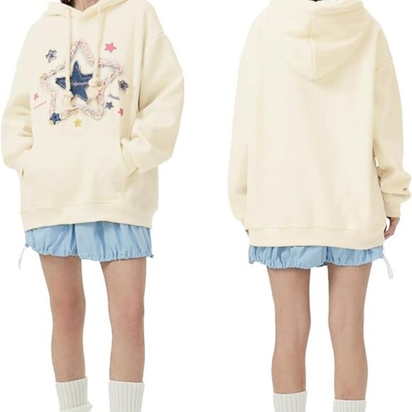 SO PRETTY! AELFRIC EDEN DENIM STAR OVERSIZED HOODIE LARGE NWT - Picture 5 of 11